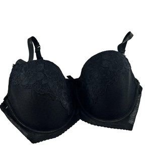 Pure Beauty Rene Rofo Womens Bra Size 38D Black Lace Underwire Lightly Padded